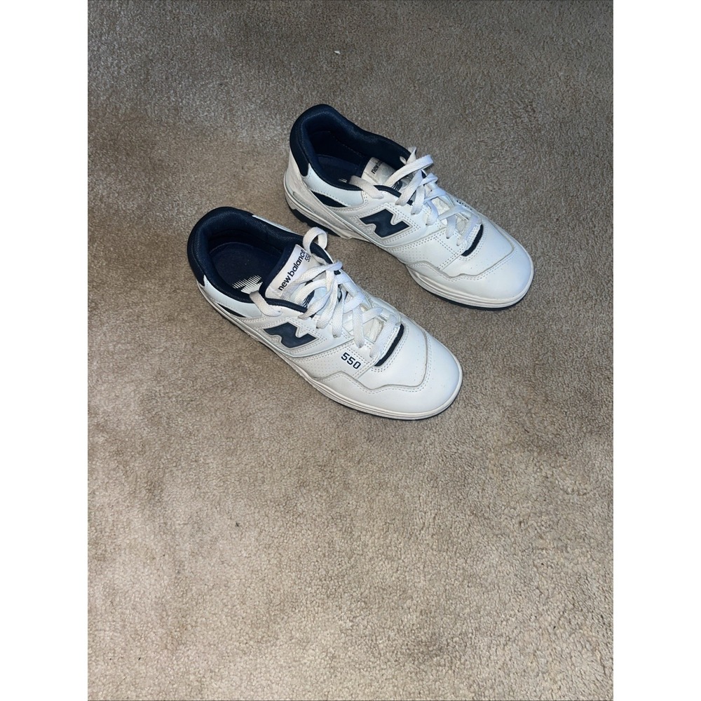 New Balance 550 White Quarry Blue Navy Mens 7.5 Women's 9  Leather Sneaker